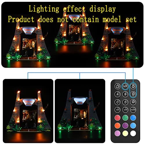 GEAMENT Jeu De Lumières (Télécommande) Compatible avec Lego (Jurassic Park:T.Rex Rampage) - Kit D'éclairage LED pour Jurassic World 75936 (Modèle de Bloc Non Inclus)