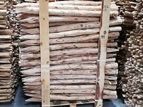 Poteau de clôture, naturel - Clôture aiguisé, poteau de clôture en bois, poteau rond, bois de noisette, en option pour votre clôture de piquetage clôture de ferme clôture de jardin (3 pièces H 100cm)