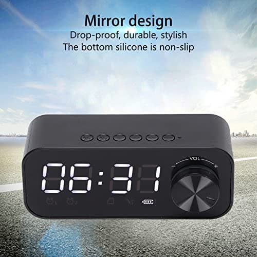 Radio-réveil, Haut-Parleur Bluetooth Multifonctionnel, Haut-Parleur D'horloge, Radio-réveil Portable avec LED, Haut-Parleur Bluetooth pour Bureau de Chambre(Le Noir)
