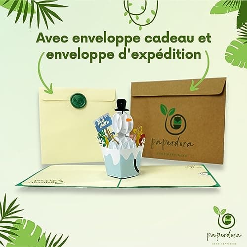 paperdora® Carte Pop-Up 3D „Noël“ avec Enveloppe et Cachet de Cire - Carte de Vœux Carte Cadeau Bon Cadeau