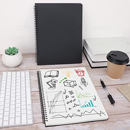 Yarotm Cahier Spirale B5-2 Pièces Carnet de Notes Pointillé - 120 Pages Bloc Note B5-100g/m2 Papier Dotted 5mm Notebook - 26x18.5cm Noir Carnet Spirale Journal Voyage