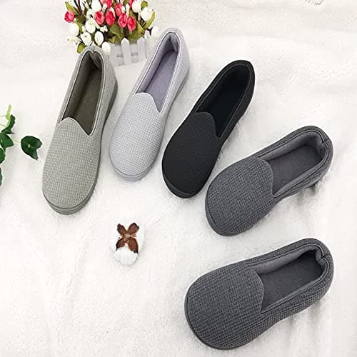 ofoot Chaussons Femme Maison Confort avec Dos Fermé,Pantoufles Mocassins Mousse Mémoire Intérieurs Extérieurs Antidérapants(36/37 EU,Gris Clair