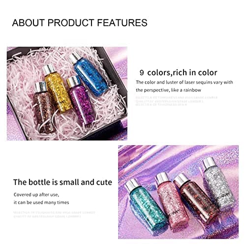 Body Glitter gel,Paillettes Visage,Mermaid Sequins Body Glitter,Liquide Fard À Paupières Glitter,For Festival Masquerade Birthday Makeup,Ongles(Vert)