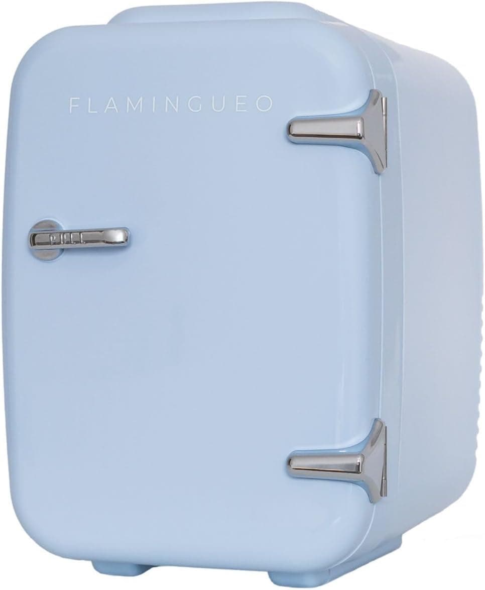 Flamingueo Mini Frigo - Petit Refrigerateur 4L, 12V/220V, Fonction Chaud et Froid, Mini Frigo de Chambre