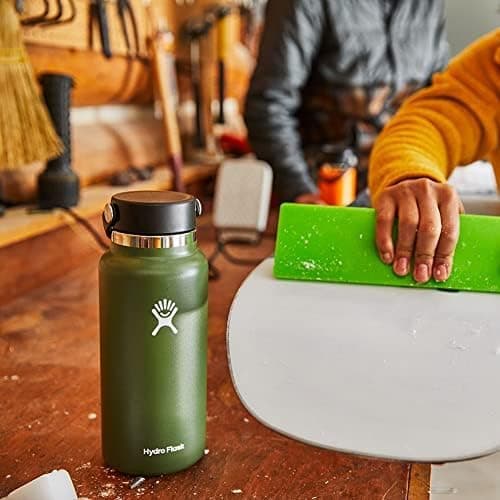 HYDRO FLASK - Wide Mouth - Gourde Isotherme 946 ml (32 oz) - Bouteille Inox à Isolation Sous Vide - Bouchon Antifuite et Revêtement par Poudre - Sans BPA - Ouverture Large - Cascade