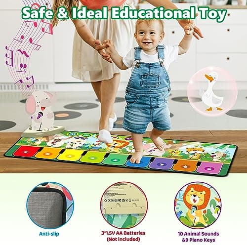 Rodzon Piano Bebe avec 10 Animaux,Jouets pour Bébés 1 2 3ans,Tapis de Danse Enfants,Cadeau d'anniversaire de Noël pour Garçons Filles 24m+, 63301