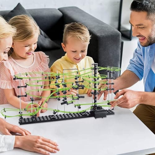Jeu de Construction de Labyrinthe en marbre pour, Courses de Billes pour, Jeu de Labyrinthe de marbre Courses de marbre, Kit de Montagnes Russes en marbre Race Game Science pour 14 Ans et Plus
