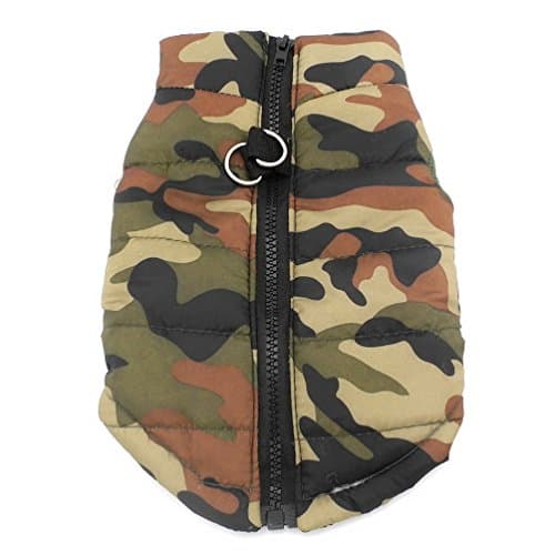 Pegasus SELMAI Manteau d'hiver imperméable matelassé avec Trou pour Harnais pour Petit Chien, Manteau Bouffant avec Anneau en D, pour Chat, Chiot, Chihuahua, vêtements pour Temps Froid, Camouflage XS