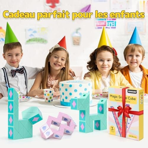 ECHOCUBE Cube Serpent Magique avec thème Poker, 2 Paquets de 24 Blocs de Cube Serpent Rapide pour remplir Les Sacs de fête, Casse-tête éducatif Serpent Jouets Amusants Cadeaux de fête (Vert & Rose)