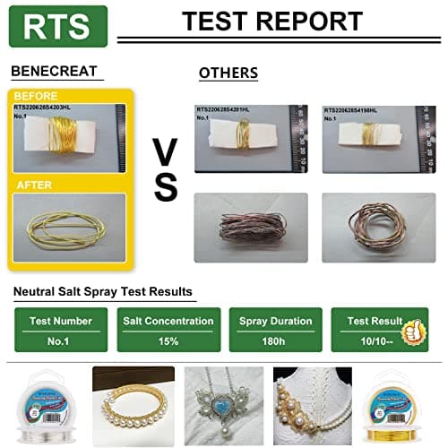 BENECREAT 24Gauge (0.5mm) Fil en Or résistant à la ternissure Fabrication de Bijoux en Fil de Cuivre, 30M/33Yard