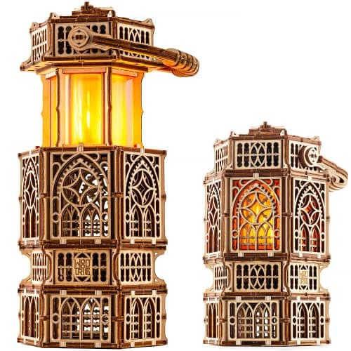 Wood Trick Lanterne Antique éclairée par LED Puzzle 3D en Bois pour Adultes et Enfants - 2 Modes d'éclairage - Bricolage Projet d'ingénierie Modèle 3D mécanique Puzzle pour Adultes