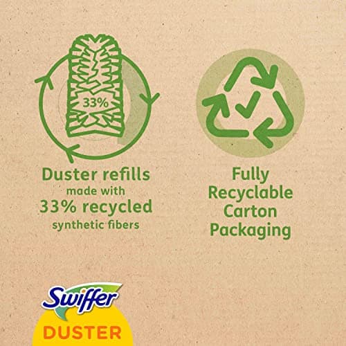 Swiffer Duster Attrape & Retient, Kit 1 Manche et 5 Recharges, Attrape Et Retient Jusqu’À 3 Fois Plus De Cheveux Et Poussière Qu’Un Plumeau Ordinaire