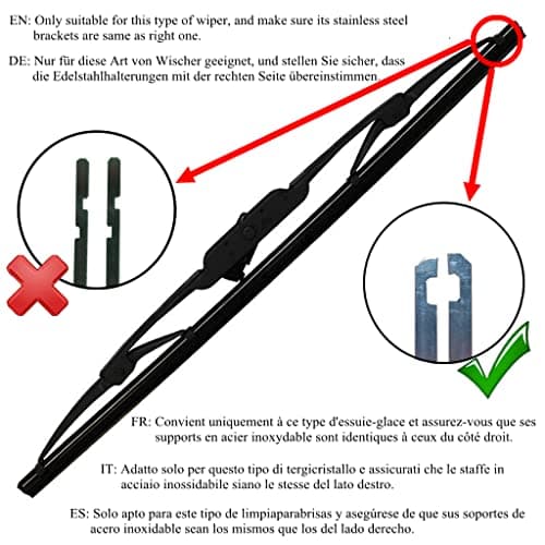 Tuokay, Essuie Glaces 24'', Bandes de Caoutchouc Spéciales pour Le Balai Conventionnel, Lame d'essuie-glace 2 Pièces * 600 mm * 8 mm