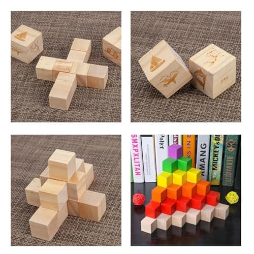 Cube en Bois 400 Pcs, Petit Cube Bois Brut 1x1x1cm, Bloc Bois Naturel, Cube Bois Bricolage, Cube Bois Naturels Blocs pour Bricolage DIY Peinture