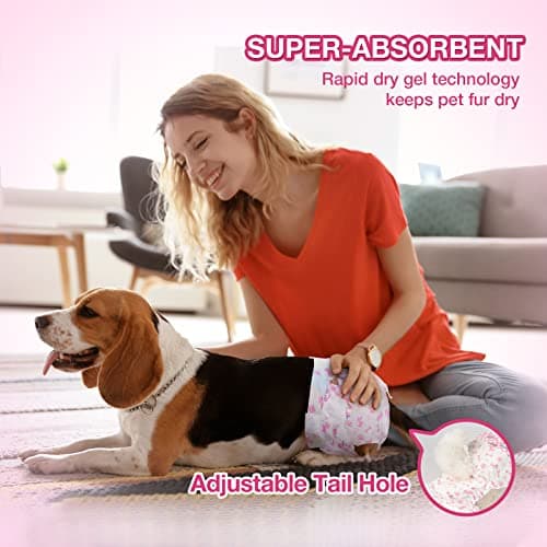 Dono Couches jetables pour Chiens Femelles, Couches Super absorbantes pour Chiens, Couches pour Chiots avec Technologie Gel Flash Dry, Couches pour Chats étanches pour Chiens en Chaleur, Incontinence
