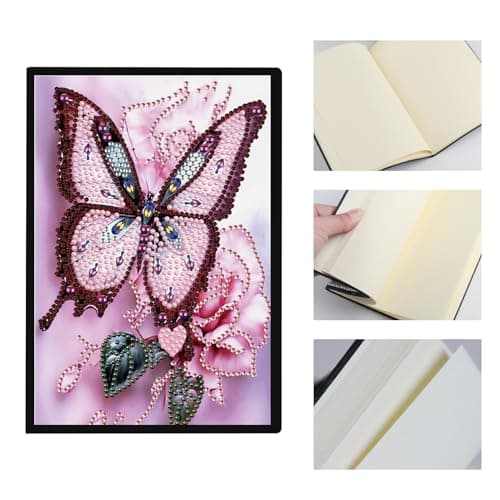 DCIDBEI Diamond Painting lot de 2 Carnet de Broderie Diamants Papillon Blanc A5 Tableau Diamant Journal Intime Adulte Cahier Diamant Painting Papillon Puzzle Diamant Carnet de Croquis 50 Feuilles
