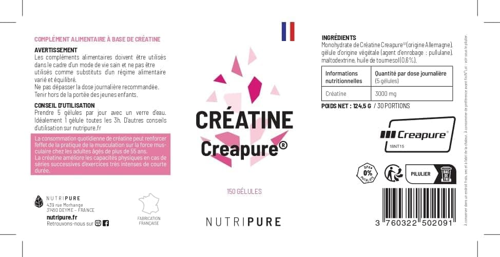 Nutripure | Pack Prise de Muscles | Whey Isolate Native + Créatine Monohydrate Gélules + Pre Workout (EAA, BCAA) | Idéal pour Musculation, Prise de Masse Musculaire, Fatigue Musculaire | Goût Chocolat