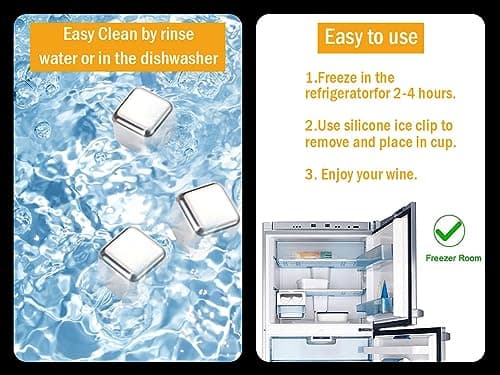 Hitopin Glaçons en Acier Inoxydable, 16PCS Glacons Réutilisables, Glaçons Whisky, avec Clips+Cuillère, Whisky en Acier Inoxydable Glaçons, pour Refroidissement du Vodka Vin Bière Whisky Cocktail