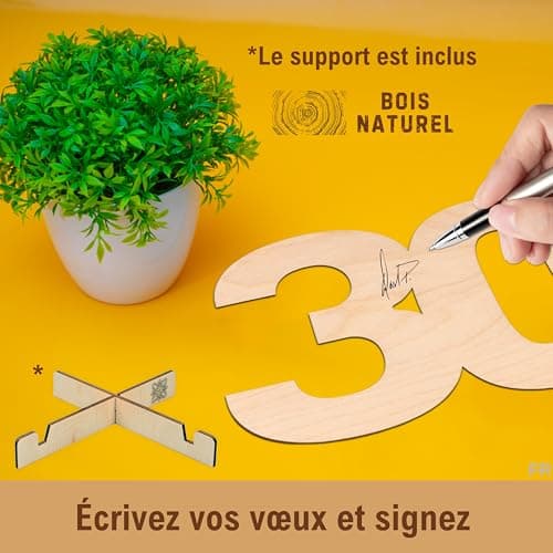 CUBIBOO ART Carte Anniversaire 30 Ans en Bois Avec support - Decoration Anniversaire 30 Ans Homme, Femme, Mariage