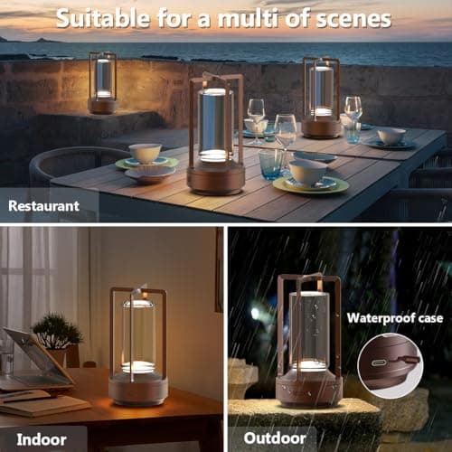 Hapfish lampe de table sans fil rechargeable usb, 3000mAh lumiere bureau LED tactile, 3 températures de couleur, luminosité réglable, pour chevet, camping, interieur, exterieur, terrasse, restaurant