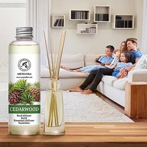 Recharge Diffuseur de Cèdre 200ml - 100% Naturel Huile Essentielle - Fragrance Fraîche et Durable - Idéal pour Aromathérapie - Maison - Bureau - Fitness Club - Restaurant - Boutique