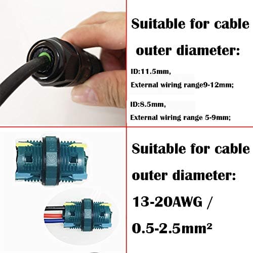 Connecteur de câble extérieur de boîte de jonction étanche, CTRICALVER Connexion de câble extérieur de Manchon étanche IP68 pour Un A.W.G: 20-13, pour câbles d'amarrage 2 broches / 3 broches(5pcs)
