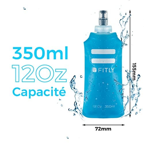 FITLY Gourde Souple Pour Sac D'hydratation De Course - Idéal pour Le Running, Vélo, Randonnée - Bouteille D'eau Pliable pour Utilisation en Extérieur - Flasque souple pour l'hydratation