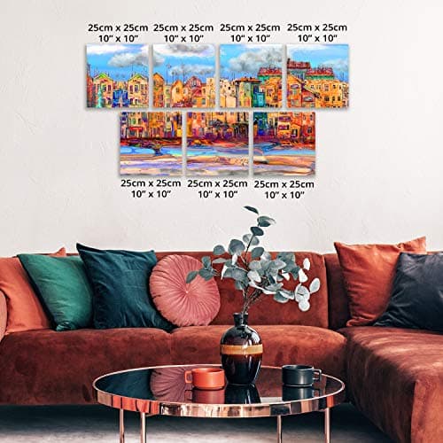 Belle Vous Lot de 7 Toile a Peindre - 25 x 25 cm - Petite Toile Vierge Préétirée – Idéales pour la Peinture à l’Huile, Acrylique et pour le Dessin et Croquis