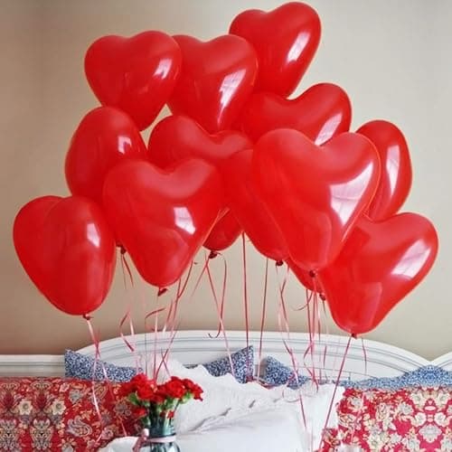 Ballon Coeur Helium, 100 Ballon Coeur Rouge, Ballon Mariage, Ballon Baudruche Coeur Latex pour Mariage Anniversaire Saint Valentin Fête Décoration -30cm (Rouge)