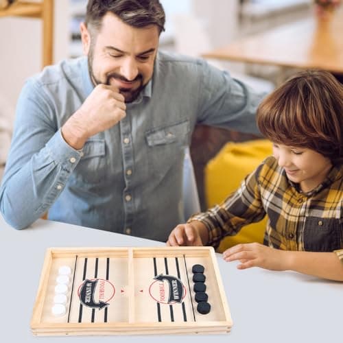 Fast Sling Puck Game, Catapult Board Game Jeu de Table de Hockey Portable en Bois Jeu de Palet à Fronde Rapide Convient pour l'Interaction Parent-Enfant Jeux De Société (35 * 22 * 2.5cm)