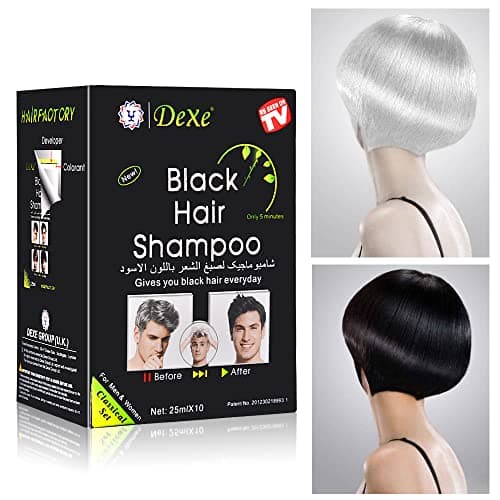 YUOLITA 10 PCS Shampooing Cheveux Noirs pour Hommes Femmes, Teinture Instantanée Cheveux Shampoing aux Ingrédients Naturels Dure 30 Jours Shampooing Teinture Cheveux