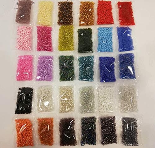 Lot de 8 000 perles de rocaille rondes en verre 600 g 4 mm 30 couleurs NO6 Perles de rocaille Z21