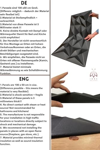 Lot de 4 panneaux 3D, panneaux en polystyrène XPS, panneaux de plafond, panneaux muraux 3D, décorations, plafonds, revêtement mural brillant, 3 mm d'épaisseur - 100 cm x 50 cm - 2 m2 (noir 03)