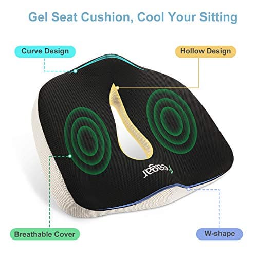 Feagar Coussin Coccyx en Gel Coussin Chaise en Mousse à Mémoire, Coussin Siège Auto Coussin Voiture Conducteur Orthopédique Chaise Bureau Fauteuil (Noir et Blanc)