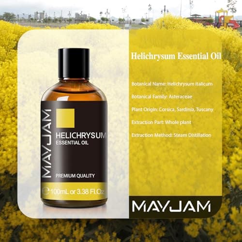 MAYJAM Huile Essentielle de Fleur Perpétuelle Italienne 100ML de Haute Qualité pour Diffuseur, Humidificateur, DIY, Home, Wardrobes