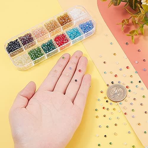 PH PandaHall 1800~2160pcs Perles en Verre Facette Electroplate, Couleurs Mixtes, 3x2mm, Trou: 1mm