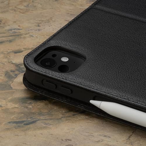 TORRO Coque Compatible avec iPad Pro 13” M4 – Étui en Cuir Véritable pour iPad Pro 13” 2024 avec Bequille et Connectivité Apple Pencil (Noir)