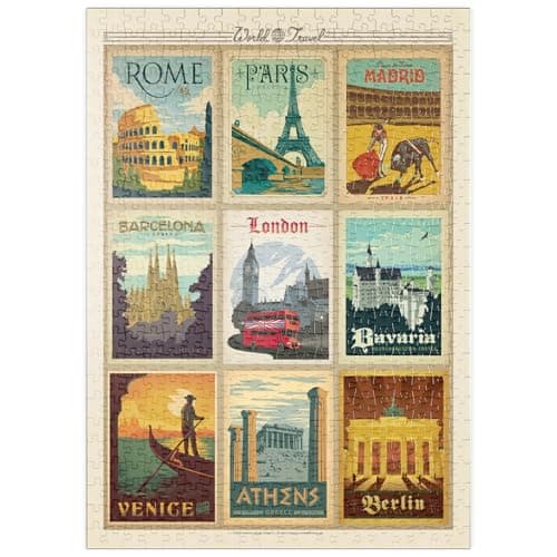 MyPuzzle Europe Travel, Collage, Poster Vintage - Premium 500 Pièces Puzzle - Collection spéciale MyPuzzle de Anderson Design Group