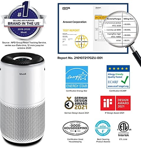 LEVOIT Purificateur d'Air avec Senor, Air Purifier avec HEPA jusqu'à 83m2 CADR 400m3/h, Intelligent Compatible avec Alexa, Mode Auto, Affichage PM2.5, Élimine 99,97% de Particules Core 400S