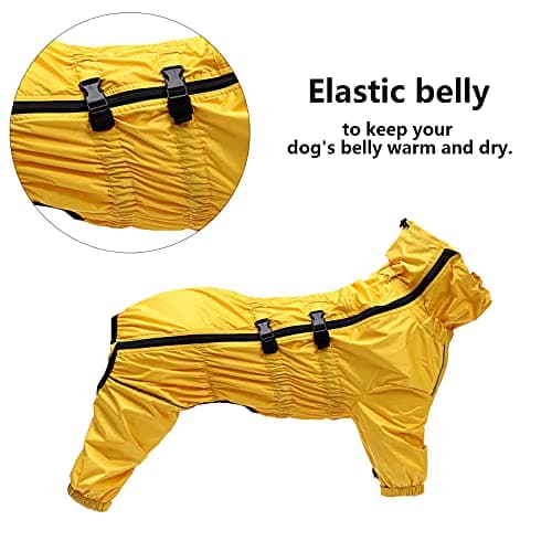 Geyecete - Extensible 1/2 Jambe Costume Combinaison pour Chiens, Manteaux imperméable pour Chien avec Fermeture éclair e Nylon Boucle,pour Chiens de Grande, Petite et Moyenne Taille-Jaune-XXL