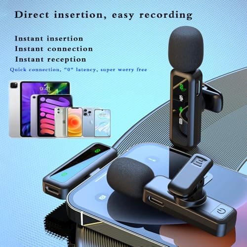 XIXIXIAXIA Micro Cravate sans Fil pour iPhone,iPad, Android,Caméra, Ordinateur, Portable, Mini Microphone avec réduction du Bruit, appairage Automatique,pour Vlogging,Enregistrement vidé, Vlog