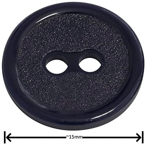 AERZETIX - C65544 - Lot de 50 Boutons à coudre ronds Ø15x2.2 mm avec bord à 2 trous L24 24L en plastique - couleur: bleu foncé - diamètre de l'ouverture 2 mm - mercerie couture vêtements