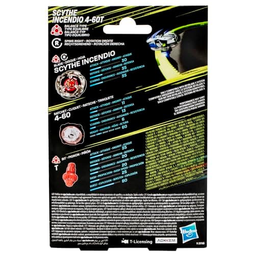 Beyblade X, Starter Pack Scythe Incendio 4-60T avec Toupie de Compétition et Lanceur, Jouets pour Enfants à Partir de 8 Ans, pour Garçons et Filles, Cadeaux de Noël