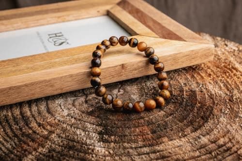 VERTIGE Bracelet de lithothérapie Œil DE TIGRE, Pierres 8mm Minérales, Source de bien être, Apporte AMBITION et CONFIANCE EN SOI, Bracelet Femme/Homme