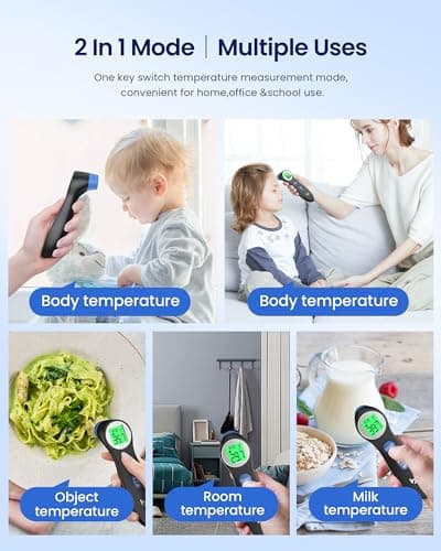 Thermomètre Frontal Bebe et Adultes, Thermometre Medical Numérique sans Contact pour la Fièvre, Thermomètre Infrarouge précis Instantané à l'opération Simple Noir