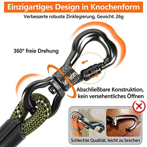 X XBEN Longe pour Chien, 3M 5M 10M 15M 20M 25M 30M Laisse de Dressage pour Chien, Laisse pour Chien avec Poignée Confort et Mousqueton Verrouillable, Longe Robuste pour Petits, Moyens et Grands Chiens
