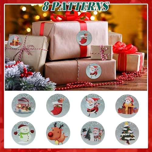 500 autocollants de Noël autocollants, décorations de cadeaux festives, motifs variés (B)