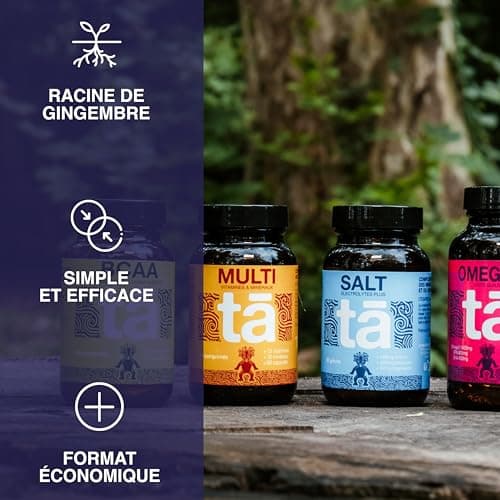 Capsules de Sels Ta - Sels Minéraux pour l'hydratation pendant l'effort. Permet la réduction des CRAMPES. Riche Sodium 170mg, Potassium 100mg.