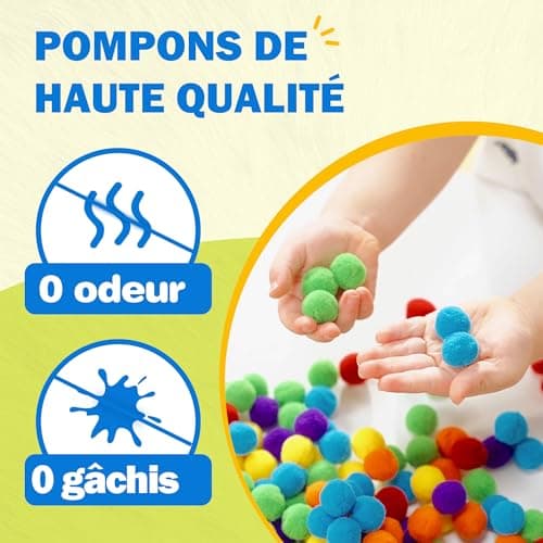 YPLUS Ensemble de Bricolage Enfant avec Pompons - Kit créatif pour le développement de la coordination et l'activité manuelle des enfants, pour des heures d'amusement-Animal
