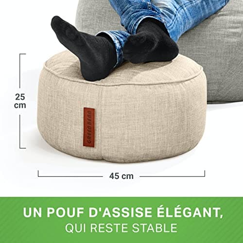 Green Bean© Tabouret 45x25cm avec Remplissage de Perles EPS - Tabouret pour Pieds Coussin pour Pieds Pouf-Siège - Coussin de Sol pour Enfants et Adultes - Repose-Pieds Coussin Siège Chaise Sable